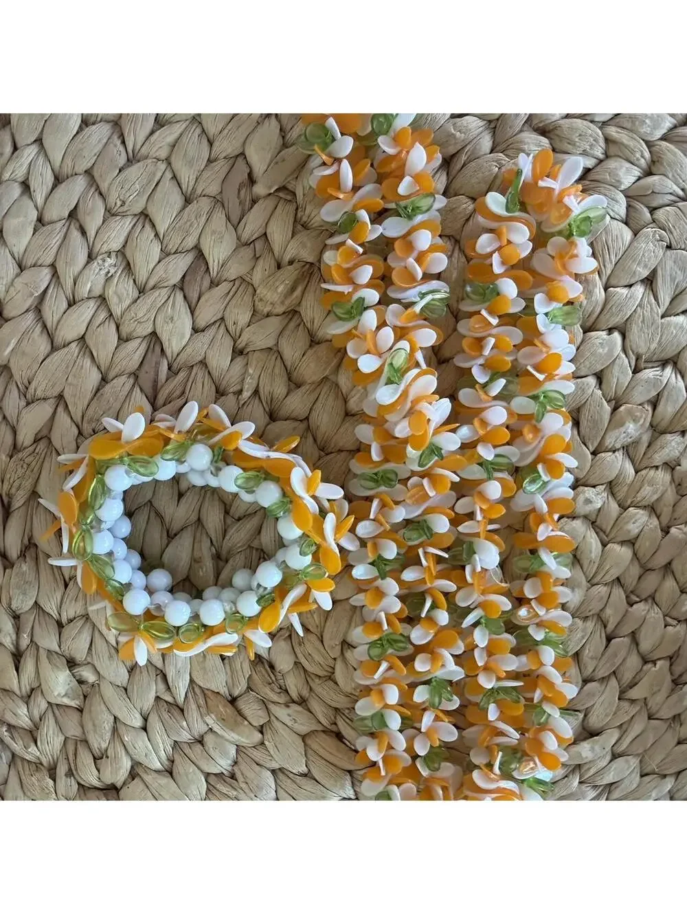 Vintage Orange Sherbet Lei Necklace + Bracelet Set